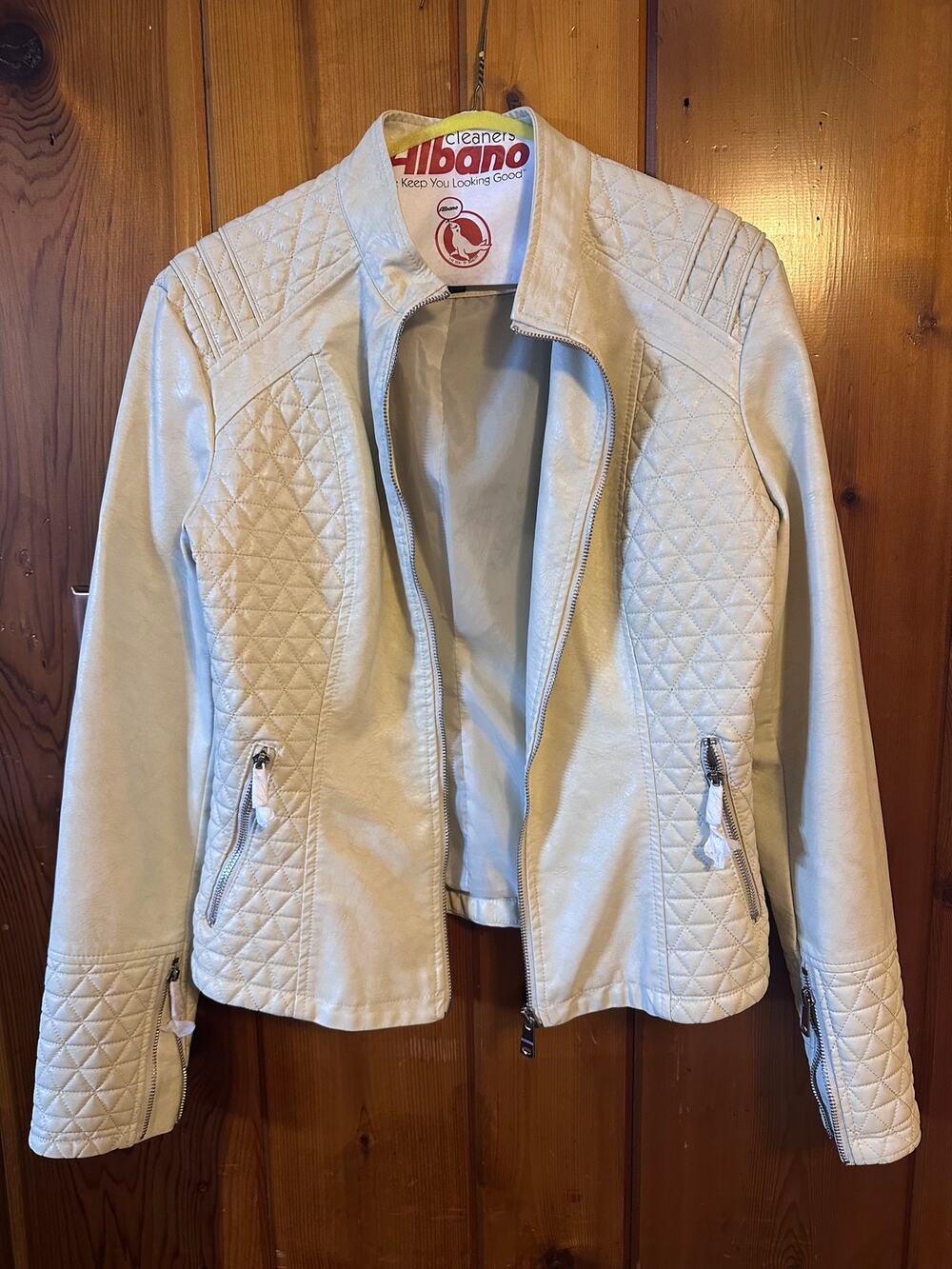NWOT White Vegan Leather Jacket | LA Coalition | Size L